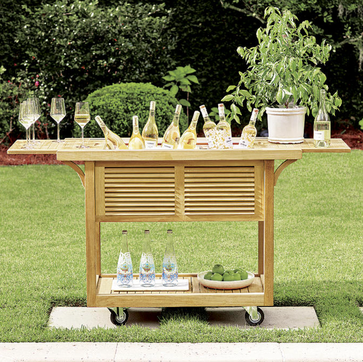 Teak Bar Cart with Beverage Tub